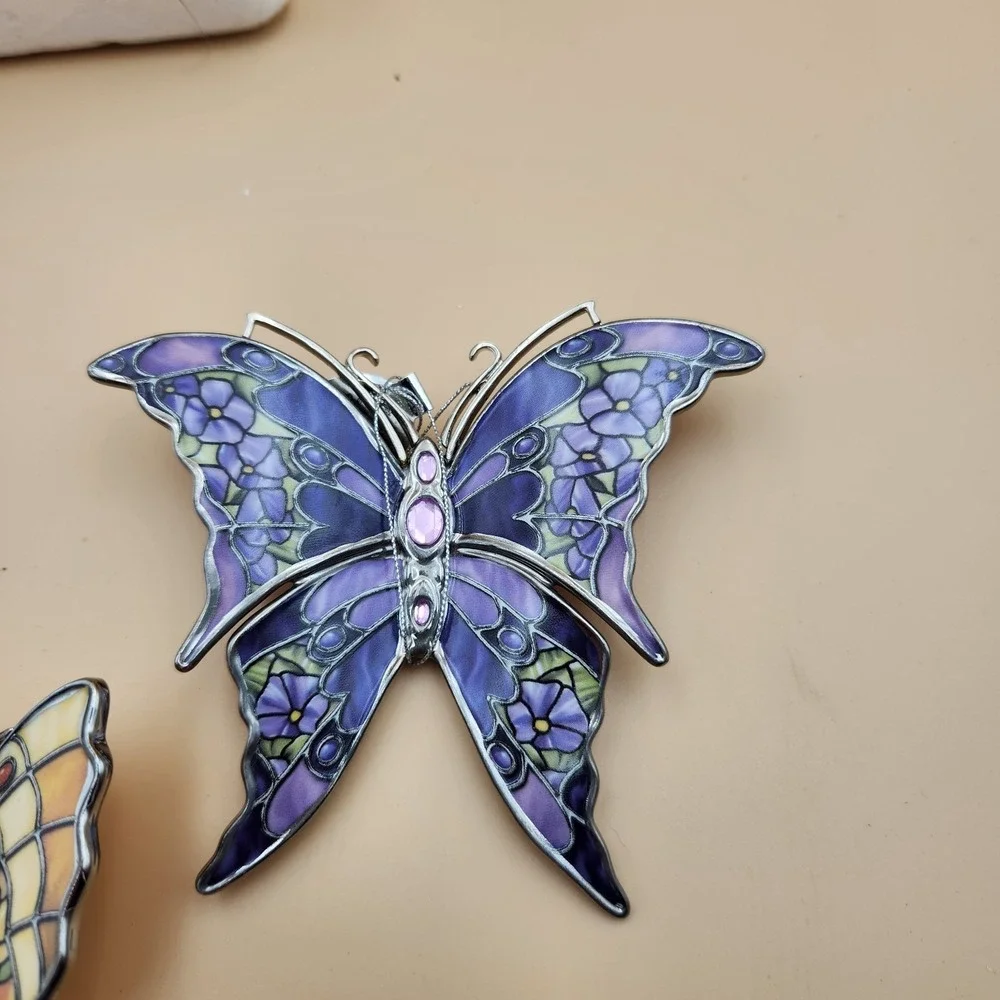 Bradford Exchange Silkin Wings Heirloom Porcelain Butterfly Ornament Set #9